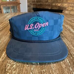 US Open Imperial Torrey Pines Golf Rope Strapback Hat Cap Checkered Blue Men’s